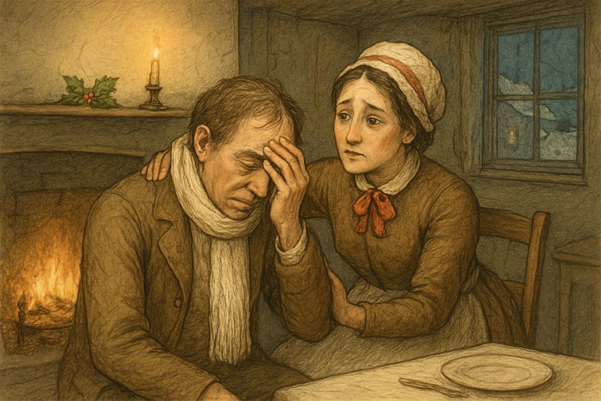 At last Bob came in and tried hard to be cheerful. He had been to the green place where Tim was buried, and promised to go every Sunday. "My little, little child!" he cried, breaking down all at once, and his wife held him close.