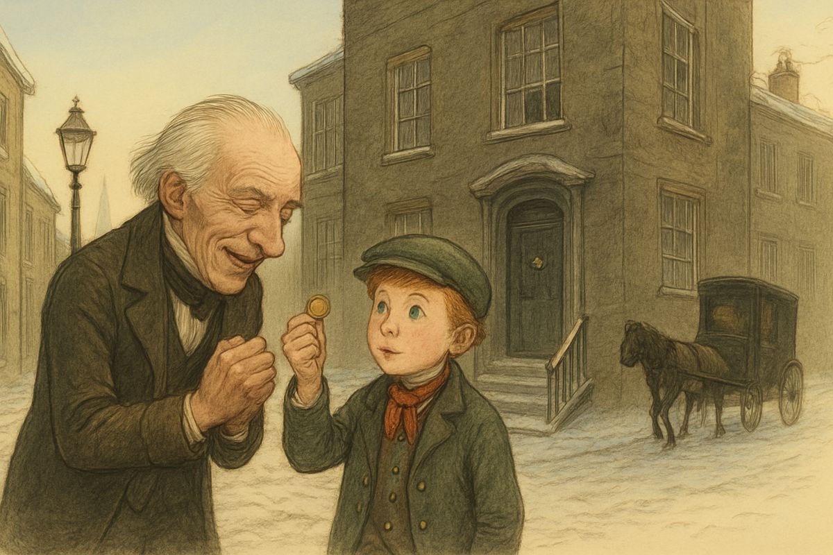 Such a bird could never be carried to Camden Town, so Scrooge paid for a cab and sent the turkey to Bob Cratchit's. "He sha'n't know who sends it. It's twice the size of Tiny Tim!" Then he chuckled till he cried.