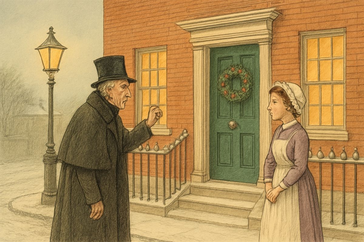 In the afternoon Scrooge set off for his nephew's house. He passed the door a dozen times before he found the courage to knock, but at last he made a dash and did it.