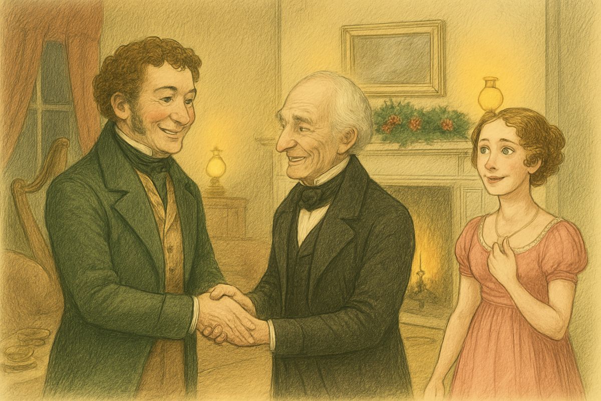 Scrooge sidled his face round the dining-room door. "It's I. Your uncle Scrooge. I have come to dinner. Will you let me in, Fred?" It was a mercy Fred didn't shake his arm off. Then came wonderful games, won-der-ful happiness!