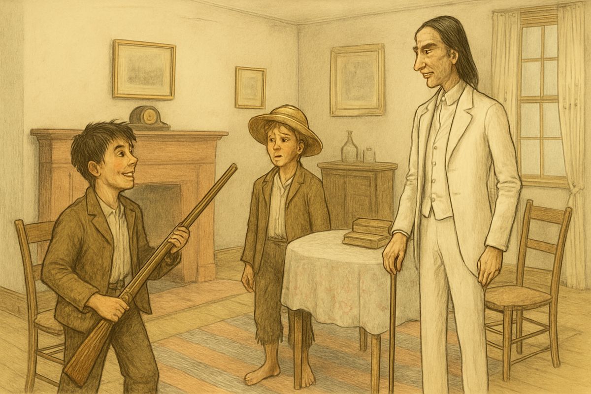 Colonel Grangerford was a gentleman all over, stern, quiet and kind. But when Buck shot at young Harney Shepherdson from behind a bush, Huck learned of the feud, so old nobody remembered how it began, which had already killed three of the Colonel's sons.