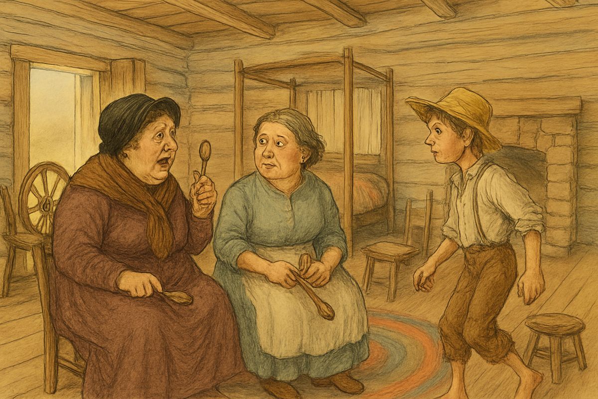 Huck sent a kind old doctor to the raft, fell asleep in a lumber-pile, and walked straight into Uncle Silas, who took him home. Neighbours filled the house, Mrs. Hotchkiss loudest of all. Then Aunt Sally remembered she had locked "her boys" in that night.