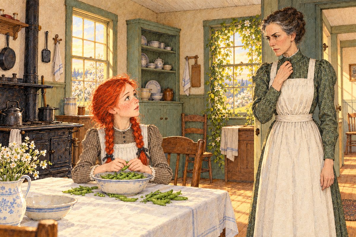 Marilla always wore her treasured amethyst brooch to church, and Anne adored it. On the Monday before the picnic the brooch was missing. Anne admitted she had tried it on but said she had put it back. Marilla searched everywhere, decided Anne was lying, and sent her to her room until she confessed.