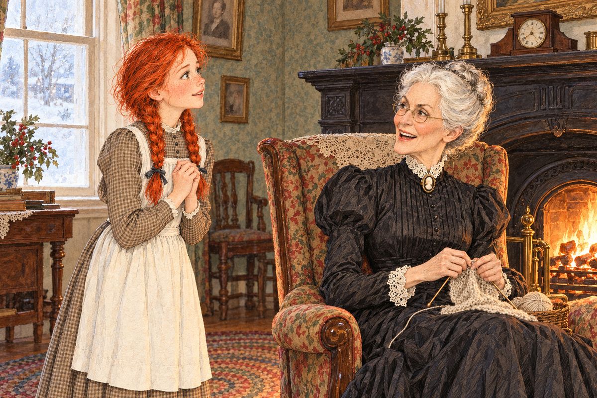 Furious Aunt Josephine threatened to leave and cancel Diana's music lessons. Anne knocked on her door and confessed that it was all her idea. "Have you any imagination, Miss Barry? If you have, just put yourself in our place." The old lady laughed, stayed her month out and more, and became a firm friend. She was a kindred spirit after all.