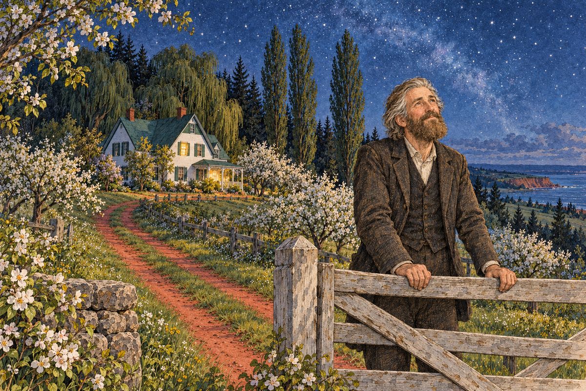 Matthew, his eyes suspiciously moist, slipped out into the blue summer night and walked to the gate under the poplars. She was smart and pretty and loving, he thought, and there never was a luckier mistake. "It was Providence, because the Almighty saw we needed her, I reckon."