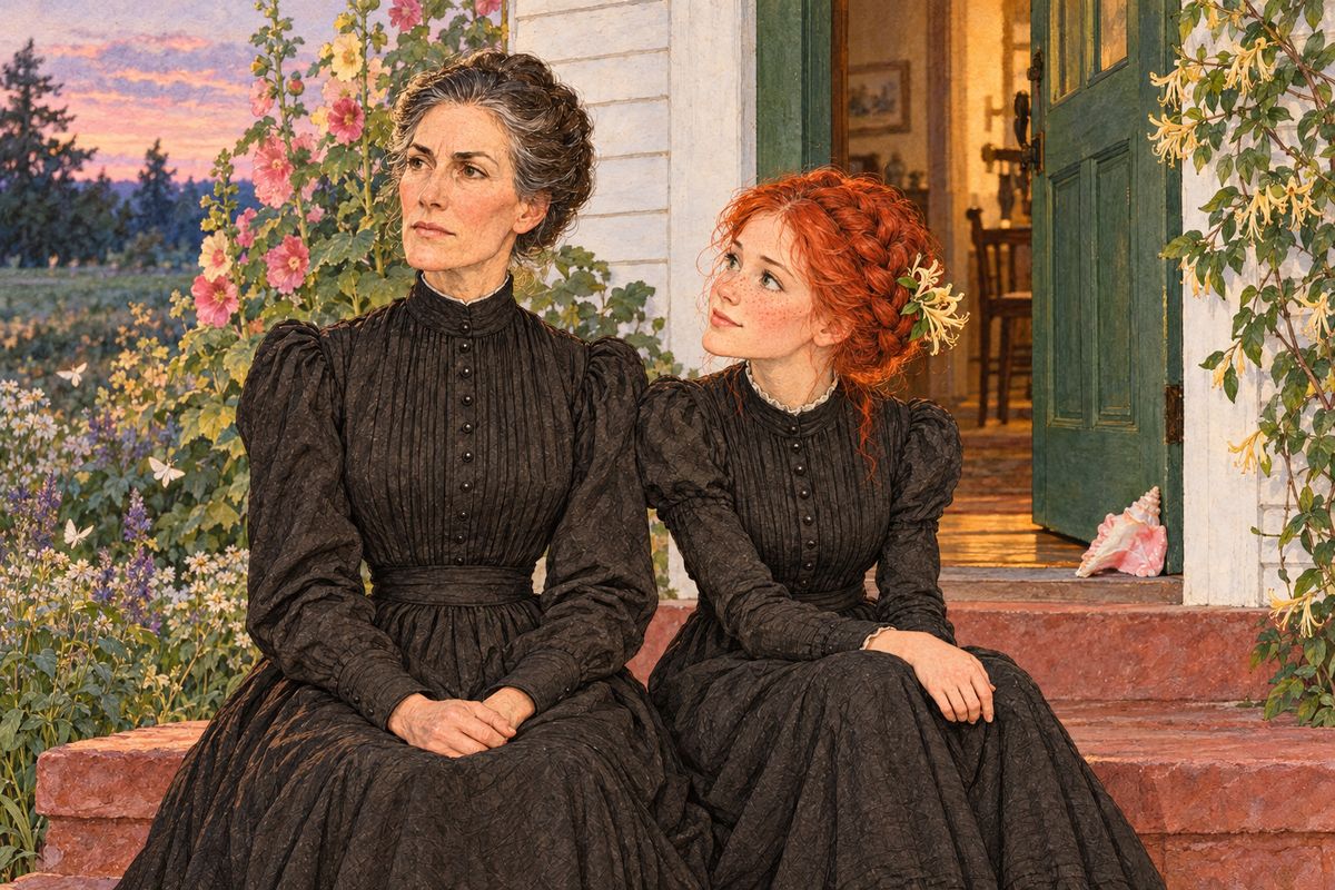 One twilight Anne and Marilla sat on the front steps. Talk turned to Gilbert Blythe, and Marilla surprised Anne: Gilbert's father, John, had once been her beau. "We had a quarrel. I wouldn't forgive him when he asked me to," she said. "I've always kind of wished I'd forgiven him when I had the chance."