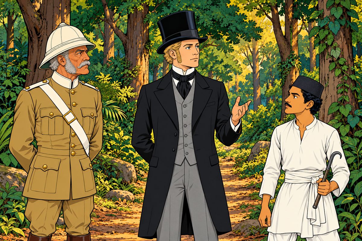 The guide explained that the young widow had been drugged with hemp and opium. Mr. Fogg turned to Sir Francis. 'I have yet twelve hours to spare. Suppose we save this woman.' The guide, a Parsee like her, agreed at once. He told them she was Aouda, the educated daughter of a Bombay merchant, who had been forced to marry the old rajah.