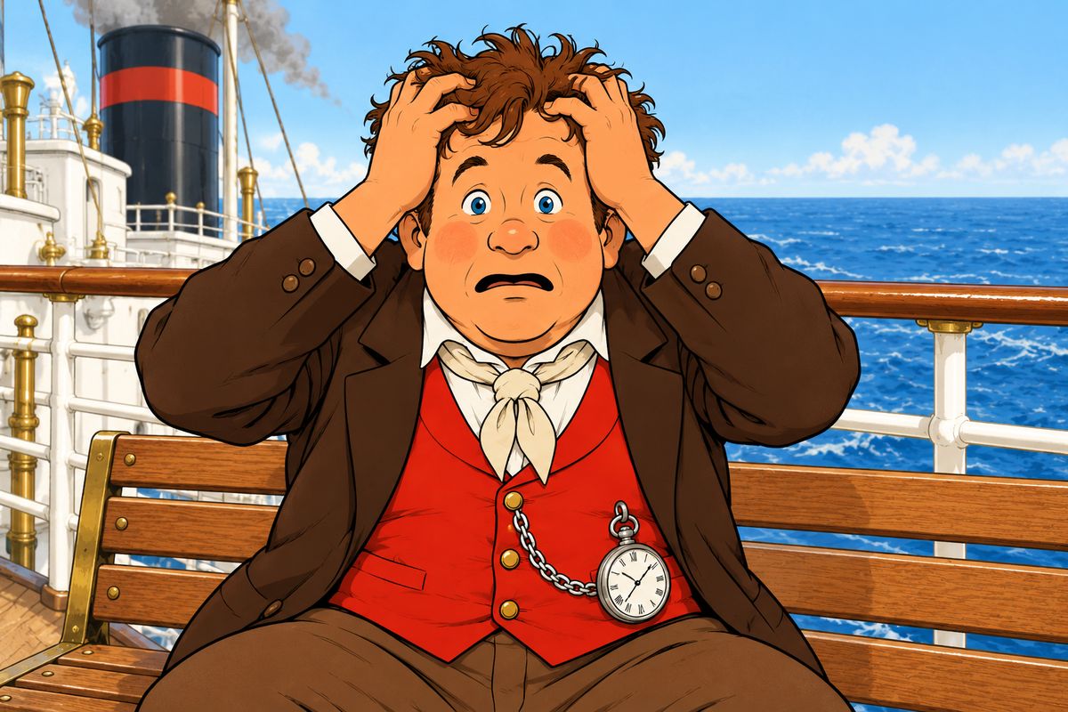 Meanwhile, Passepartout had staggered out of the opium house and onto the Carnatic just as she sailed. He woke far out at sea and found no Mr. Fogg on the passenger list: thanks to his own silence and Fix's trick, his master had missed the boat. On 13 November he landed at Yokohama without a penny.