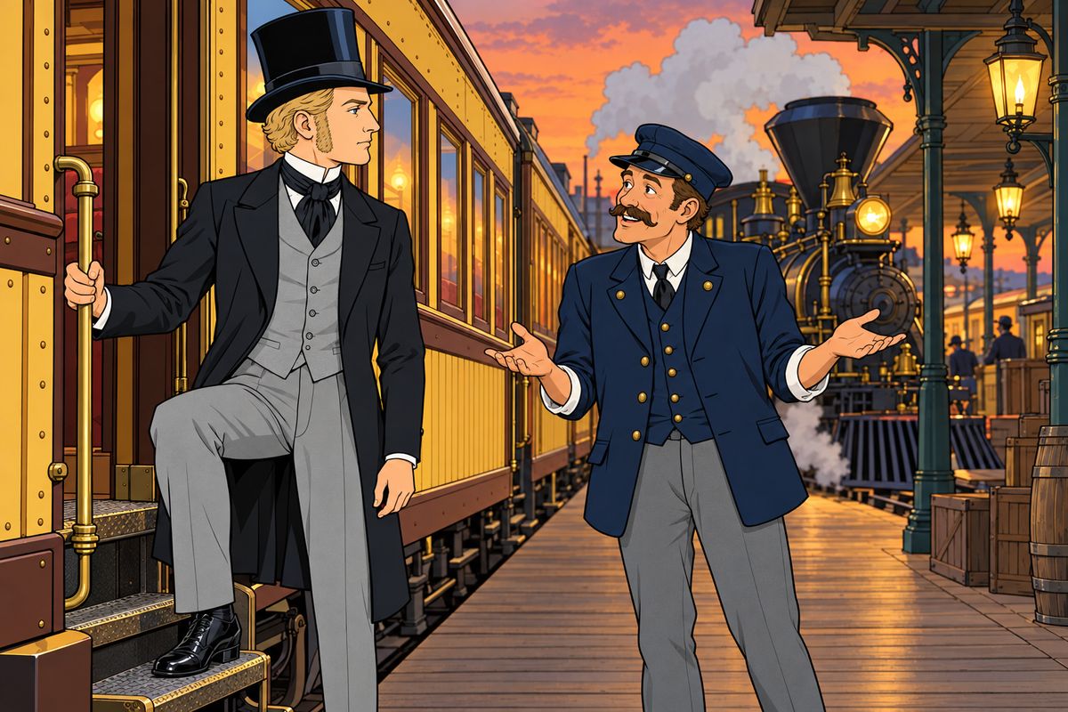 After new clothes, Fogg calmly told Fix he would return to America one day to find Colonel Proctor. At the station he asked a porter what the great disturbance had been about. "An election, sir," the porter replied, "of a justice of the peace." Fogg stepped aboard, and the train sped east.