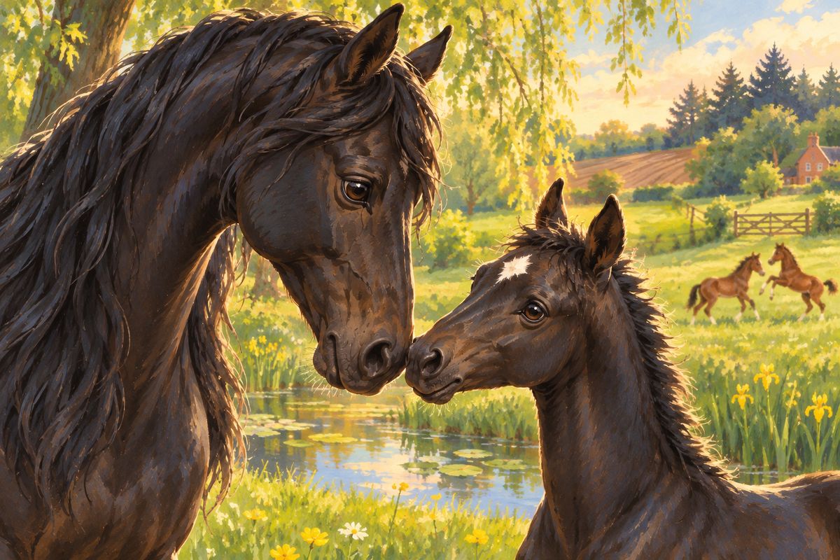 Six older cart-colts shared the meadow, and our galloping games often turned to biting and kicking. One day my mother called me aside. “You have been well-bred and well-born,” she said. “I hope you will grow up gentle and good, and never bite or kick even in play.” I have never forgotten her advice.