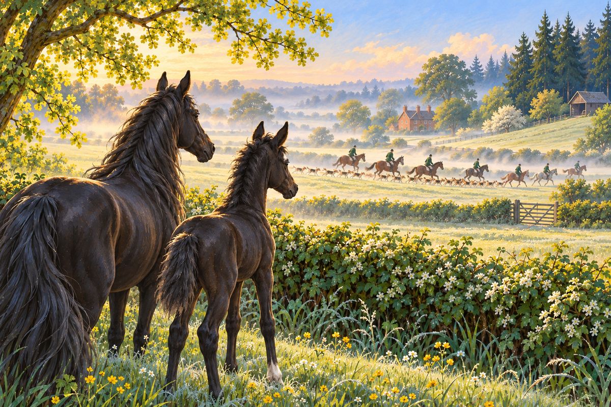 Early one misty spring morning, before I was two, we heard hounds and ran to the top of the meadow to watch. Huntsmen in green coats galloped behind the dogs across the young wheat. A hare wild with fright raced for the woods, but the dogs caught her by the fence; we heard one shriek, and that was the end of her.