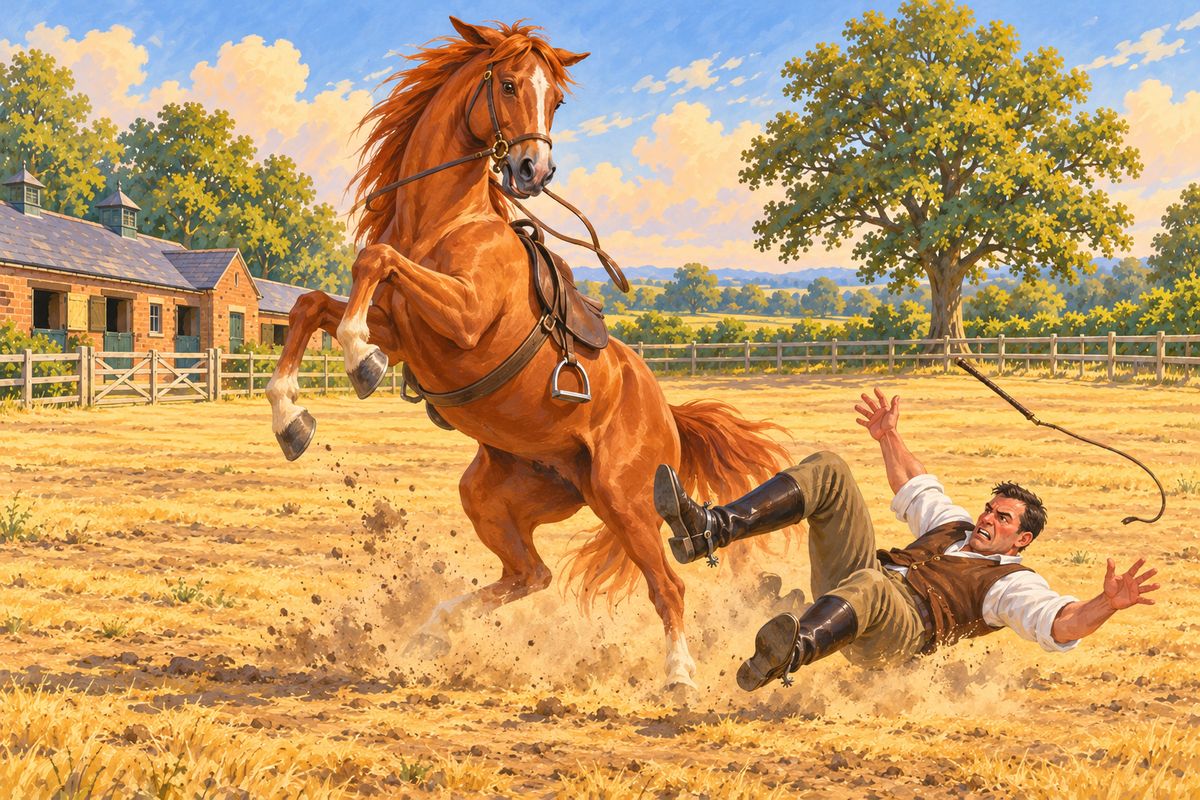 One day in the shade, Ginger told me her story. She had been taken from her mother as soon as she was weaned, stoned by passing boys and forced into a halter, then broken in by Samson, Mr Ryder's hard son. When his whip and spurs grew cruel, she fought until she threw him, then stood alone all day in the hot, bare field.