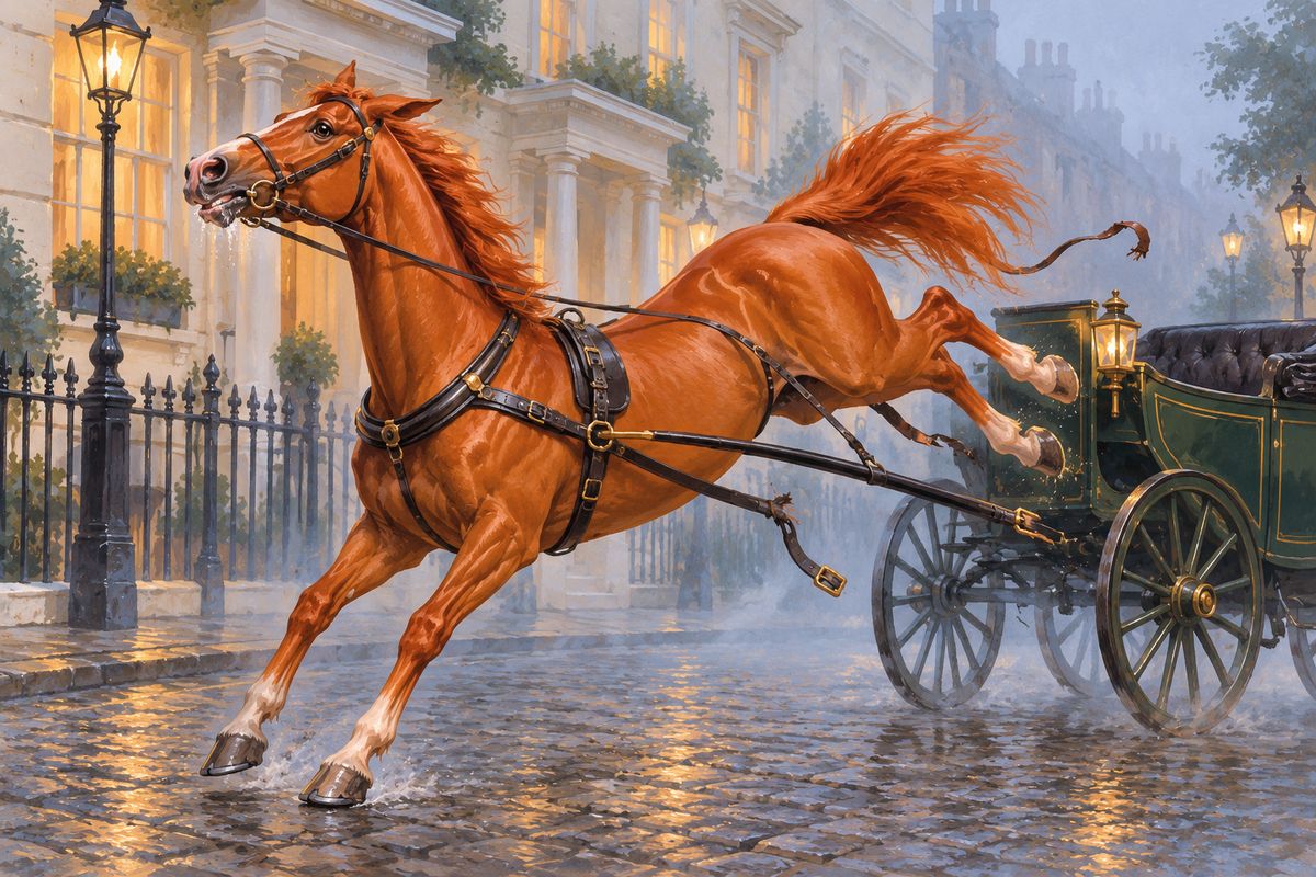 Ginger told me that she was sold to a fashionable London gentleman and driven with a tight check-rein and a sharp bit until her mouth bled, and at last she kicked herself free of the harness. She passed through Tattersall's and several dealers and masters before she came to Birtwick. There I watched John's 'Birtwick balls' (patience, gentleness, firmness and common sense) slowly make her gentle.
