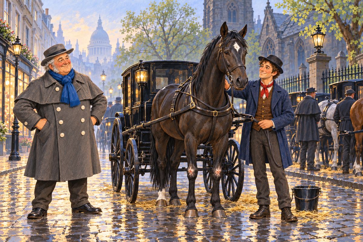 Jerry harnessed me with no check-rein and no curb, only a plain ring snaffle, and drove me to the big cab stand by the old church. The cabmen passed remarks until broad, gray-coated Governor Grant looked me over. "He's the right sort for you, Jerry," he grunted, and my character was settled on the stand.