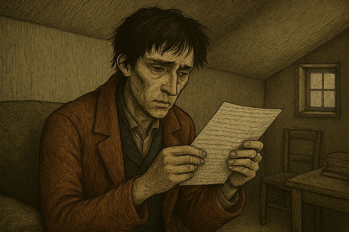 The letter was from his mother. He sent Nastasya away, kissed the small sloping handwriting of the woman who had taught him to read, and at last opened two thick sheets covered in tiny writing. Almost from the first line his face was wet with tears.