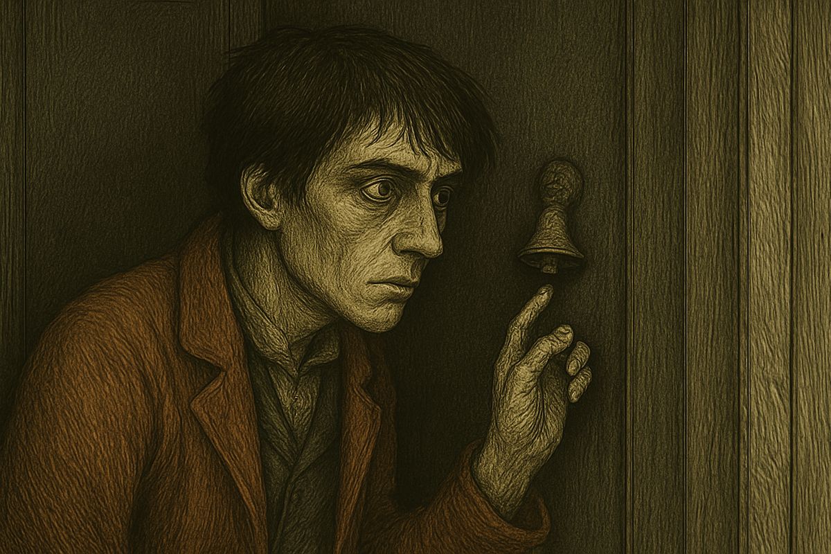 At the fourth floor, heart pounding, he rang. No answer. He rang again, and with his ear to the door heard a skirt rustle: she was listening on the other side. He rang a third time, unhurried, and the latch clicked.