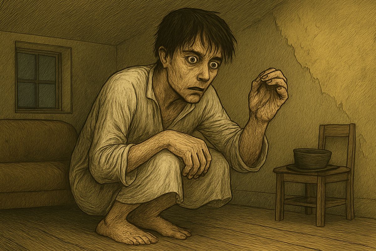 He learned that Zametov, the head clerk from the police office, had been in the room while he raved about ear-rings, chains and his sock. Alone, he jumped up, checked the hole behind the wallpaper and snatched up the grimy sock.