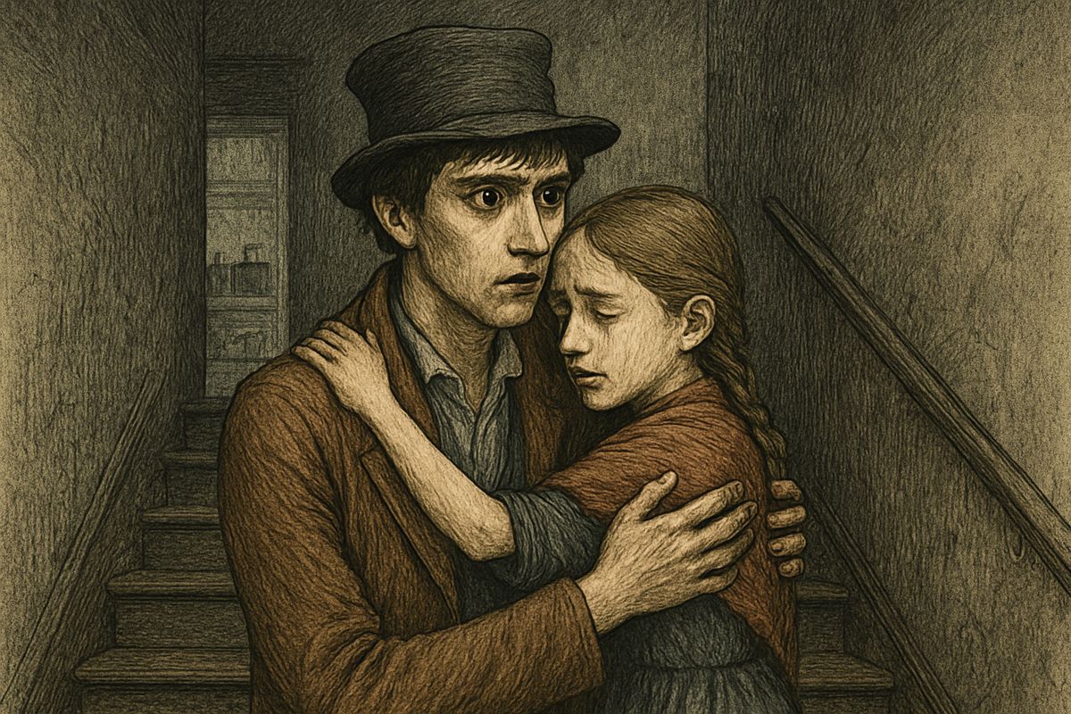 Polenka ran after him: Sonia had sent her to ask his name. When he asked if she would love him too, she hugged him and wept. "My name is Rodion. Pray sometimes for me too." He left like a condemned man pardoned.