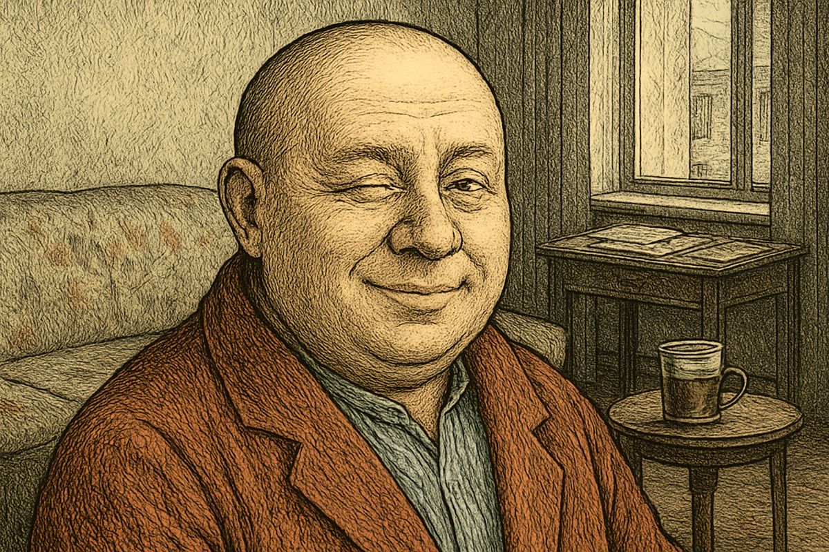 Porfiry was short and stout, in a dressing-gown, with watery eyes under almost white, blinking eyelashes. When Raskolnikov asked whether he could claim his pawned watch on 'an ordinary sheet of paper', Porfiry screwed up his eyes and seemed to wink. 'He knows,' flashed through Raskolnikov's mind.