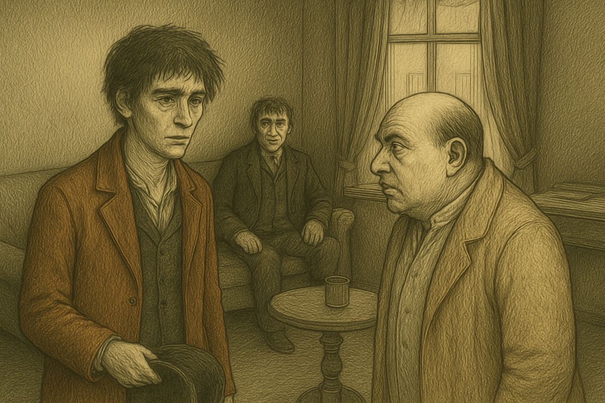 Porfiry asked whether Raskolnikov believed literally in Lazarus' rising from the dead; he did. Then Porfiry pressed: what if some youth fancied himself a future Napoleon and needed money? From the corner Zametov blurted, "Perhaps one of these future Napoleons did for Alyona Ivanovna?"