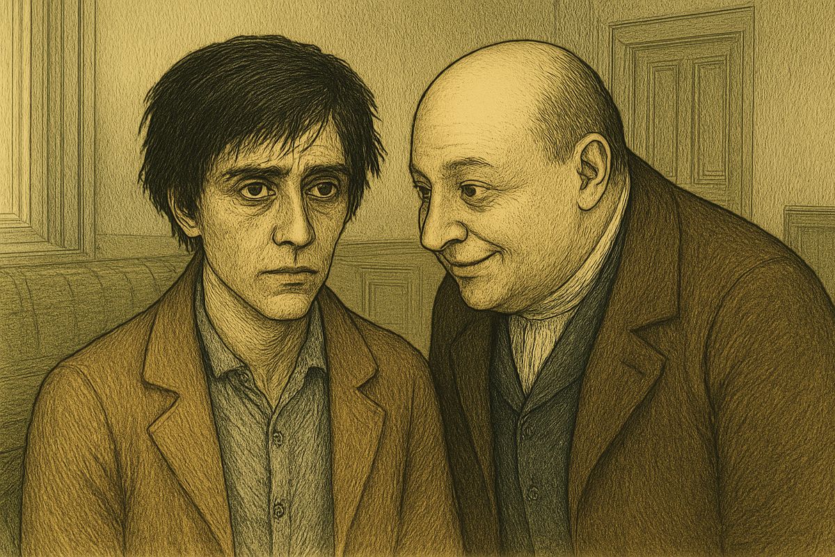 Then, in friendly tones, Porfiry let slip that he knew how Raskolnikov had gone to the murdered woman's flat at night, rung the bell and asked about the blood. All delirium, he said soothingly. 'I knew what I was doing!' Raskolnikov cried.