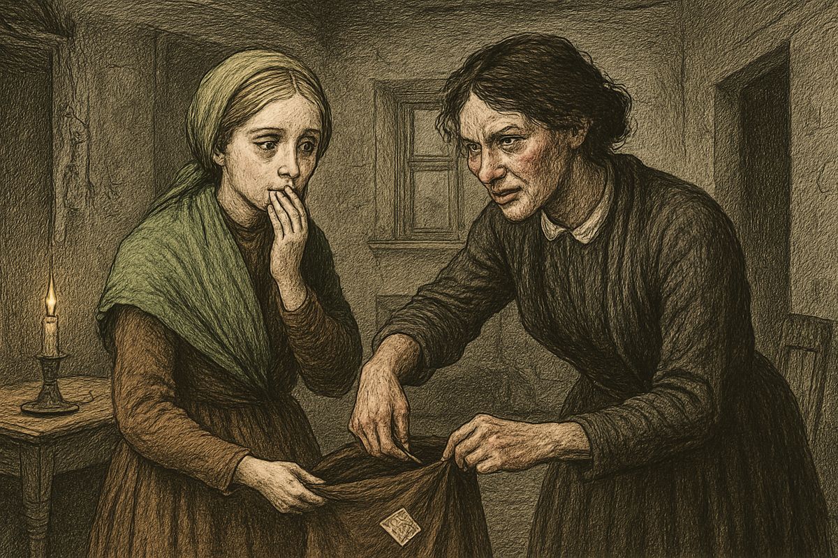 'Search her!' shrieked Katerina Ivanovna, flinging the ten roubles in Luzhin's face. She turned out Sonia's pockets herself to prove them empty, but a folded paper flew out and fell at his feet: a hundred-rouble note.