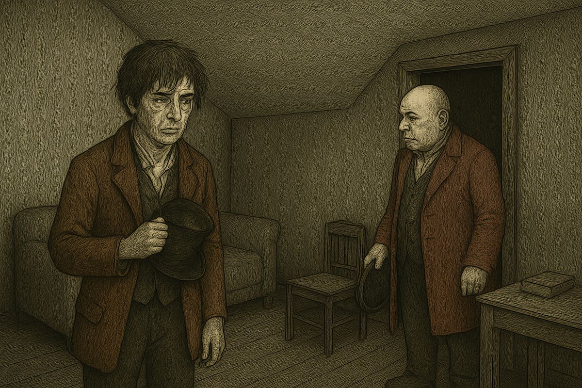 Porfiry urged him to give himself up, allowing a day or two. “Be the sun and all will see you.” He was sure Raskolnikov would not run. And if he chose to end things himself, would he please leave a note mentioning the stone?