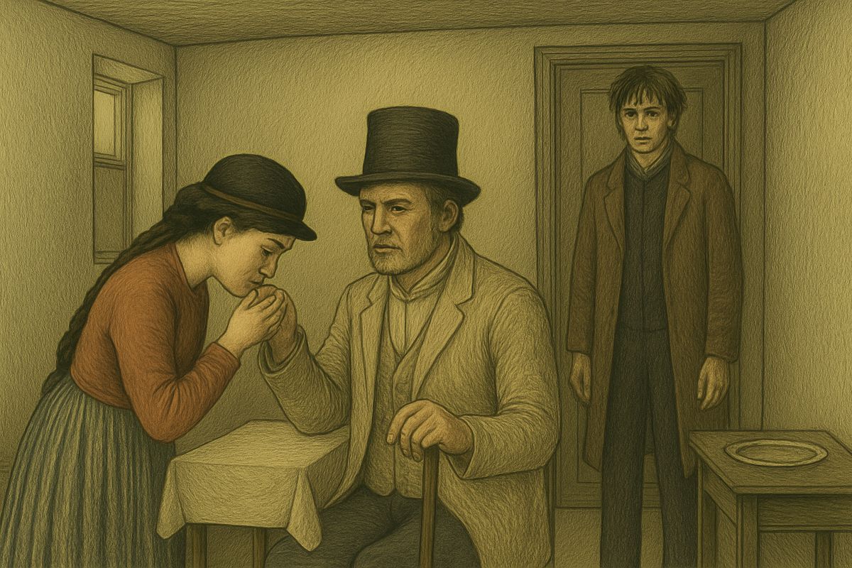 Svidrigaïlov paid off Katia, the street girl singing for him, and sent her away. Raskolnikov refused a drink and came to the point: if Svidrigaïlov still had designs on his sister, “I will kill you before you get me locked up.”