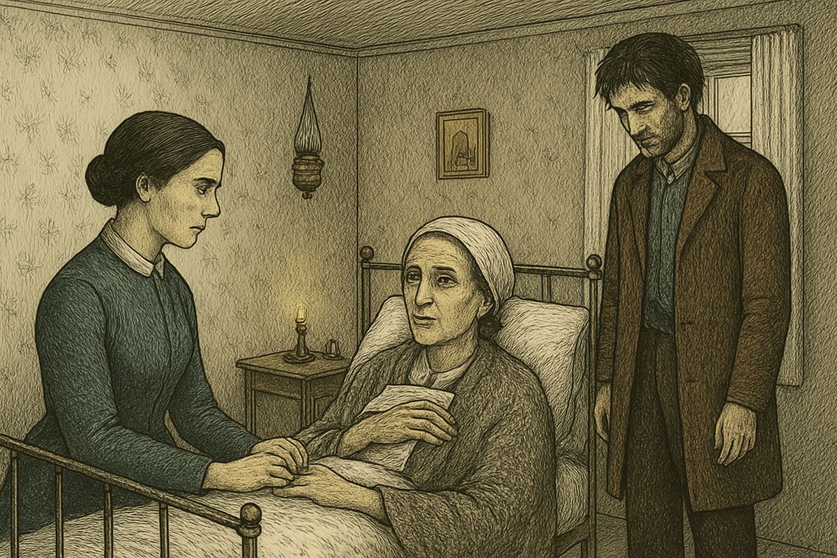 At his trial he confessed everything, even making his guilt look worse, and got eight years' penal servitude. Dounia married Razumihin two months later. His mother, told he was away on business, died of brain fever, raving of more than they knew she knew.