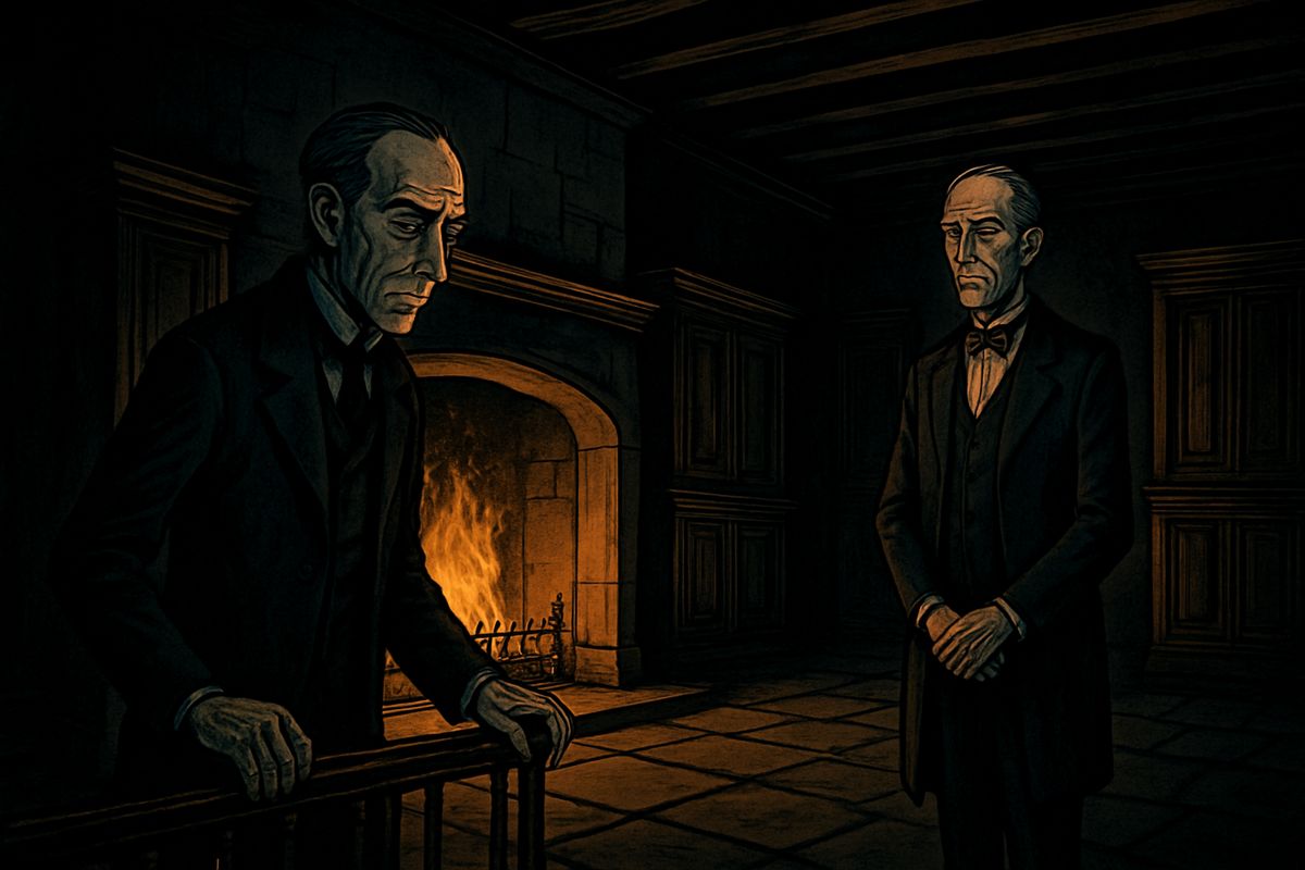 Shaken, Utterson knocked at Jekyll's grand house round the corner. Poole the butler said his master was out, but Mr. Hyde had a key: 'We have all orders to obey him.' Walking home, Utterson feared blackmail over some old sin of Jekyll's, and that Hyde, knowing of the will, might grow impatient to inherit.