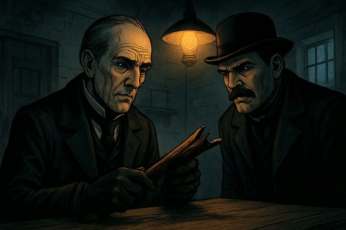 Hyde had fled; on his victim lay only a sealed letter addressed to Mr. Utterson. At the station next morning the lawyer nodded grimly: “I am sorry to say that this is Sir Danvers Carew.” Then he was shown the splintered half of the cane, and knew it at once for a gift he had once given Henry Jekyll.