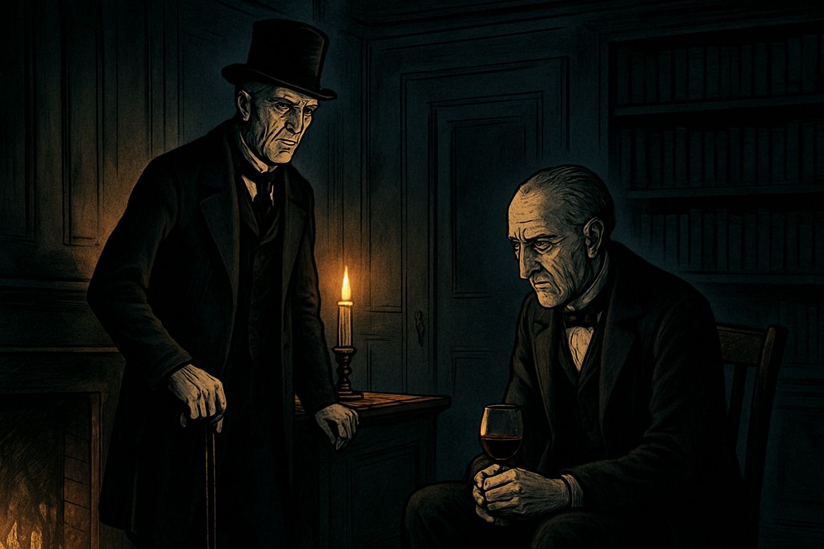 On a wild March evening, Poole, Dr Jekyll's butler, appeared at Mr Utterson's fireside. He left his wine untouched and would not meet the lawyer's eyes. His master had been shut up in the cabinet for a week, and he could bear it no more. "I think there's been foul play," he said hoarsely.
