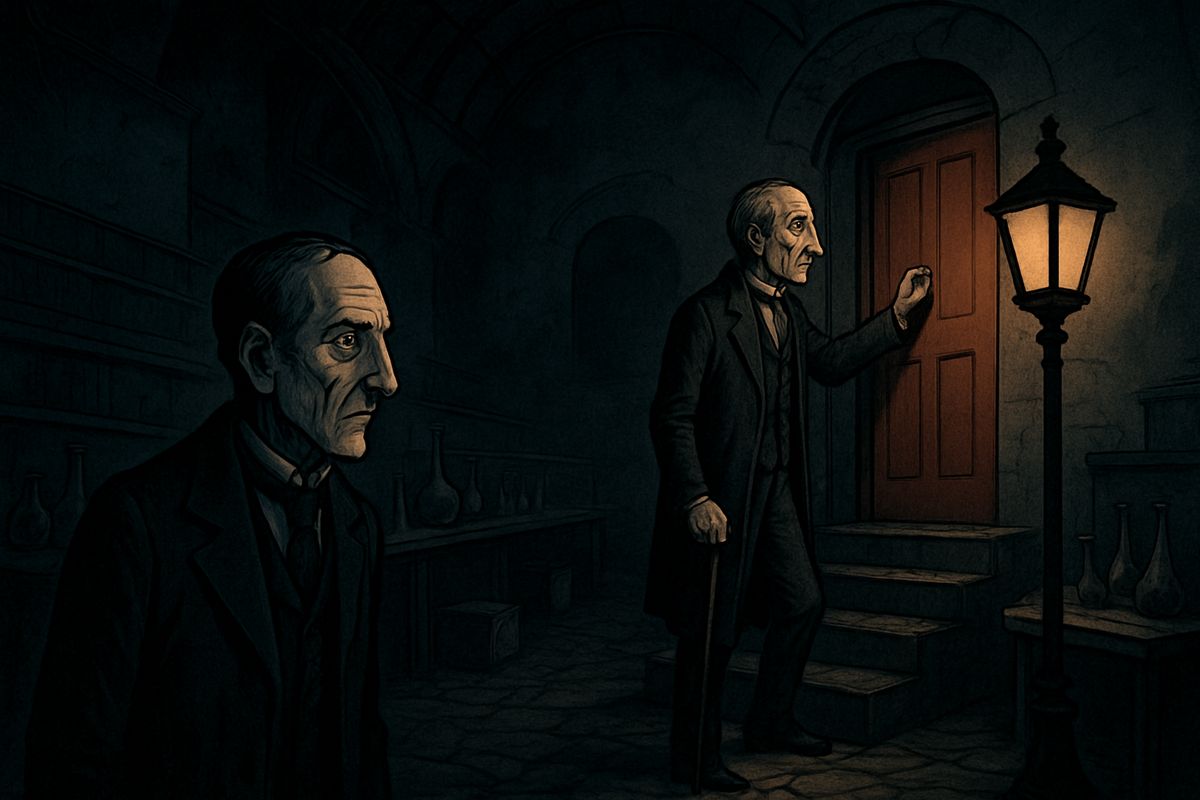 Poole led him across the yard and through the dim theatre, then knocked on the red baize door of the cabinet. "Tell him I cannot see anyone," whined a voice, and it was not Jekyll's. For a week, Poole said, notes had sent him to every chemist in London for a pure drug, and each sample was sent back: "For God's sake, find me some of the old."