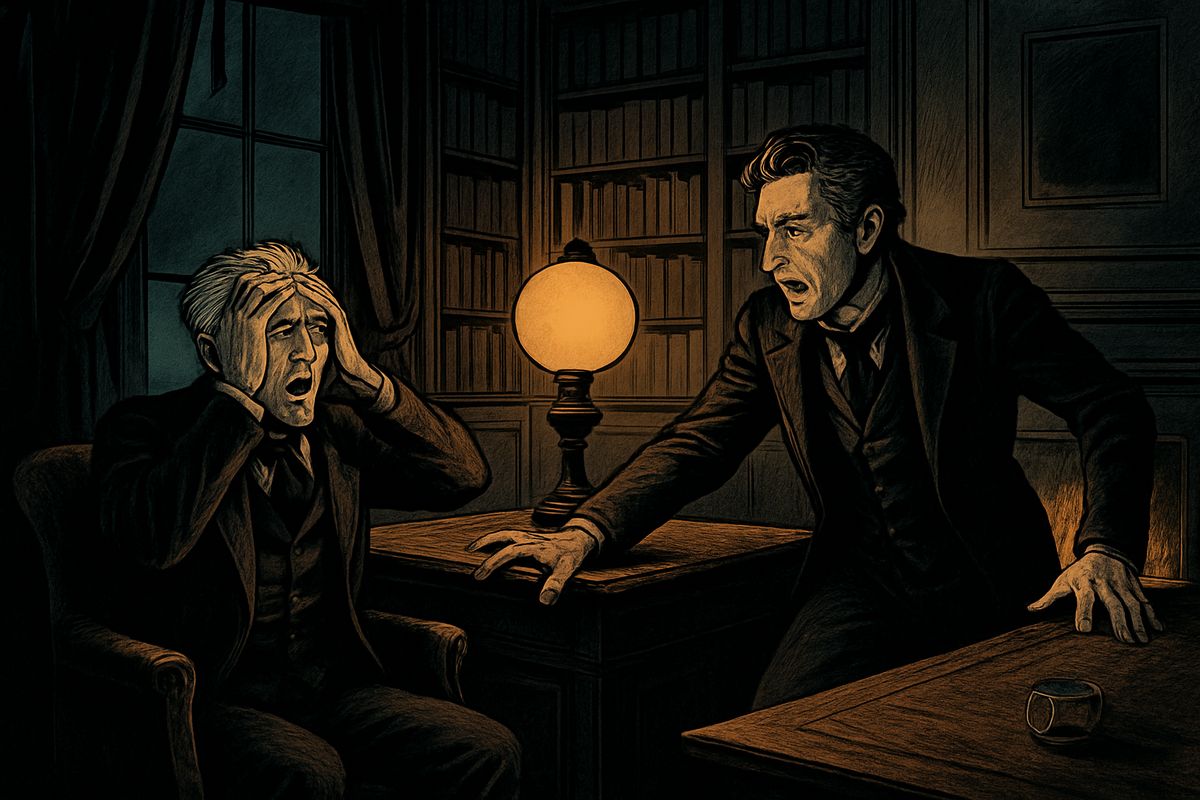 He drank it in one gulp, reeled, and seemed to swell as his features melted. There, pale and half fainting, stood Henry Jekyll. "O God!" Lanyon screamed, over and over. What Jekyll told him in the next hour he could never write down. Sleepless and full of horror, Lanyon felt sure the shock would kill him.