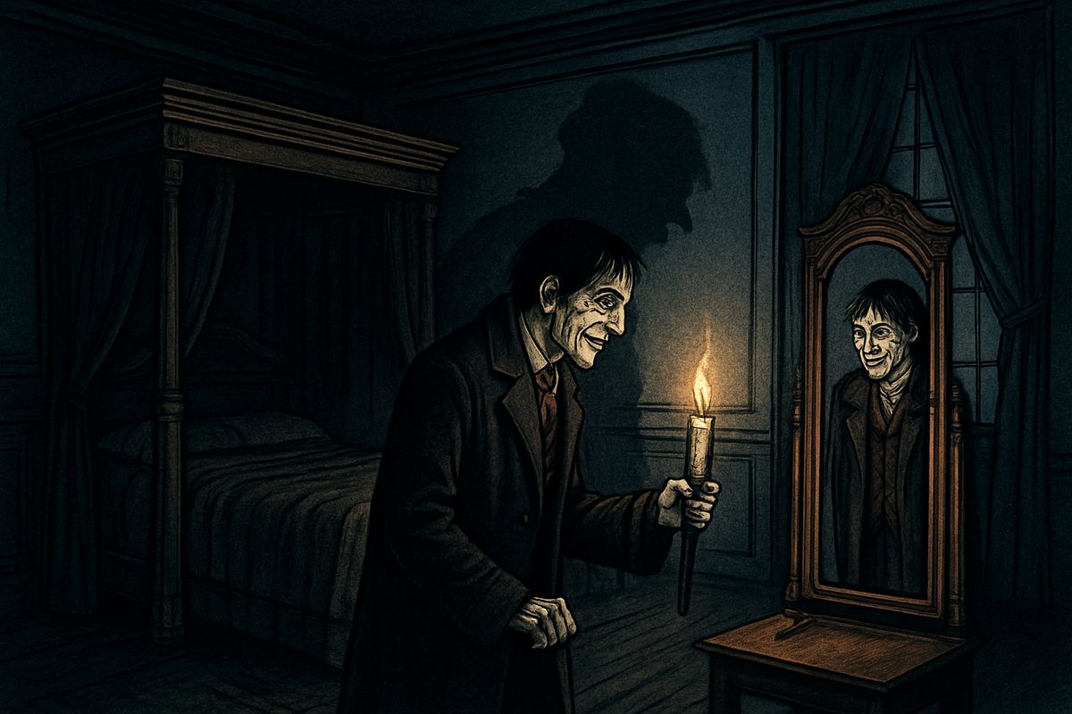 After racking pangs, he felt younger, lighter and tenfold more wicked. Creeping to his bedroom, he met Edward Hyde in the glass -- smaller, slighter, pure evil -- and felt only a leap of welcome. Soon Hyde had a house in Soho and an heir's place in Jekyll's will, and his pleasures turned monstrous; one night he trampled a child.