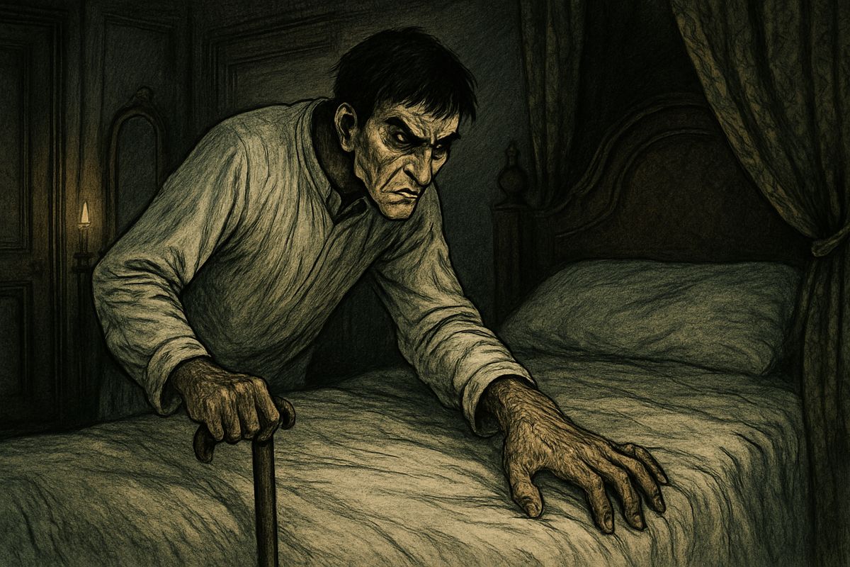 Two months before the Carew murder, Jekyll went to bed as himself and woke in the yellow London morning to find, lying on the sheet, a lean, corded, hairy hand. It was the hand of Edward Hyde. He had changed without the drug.