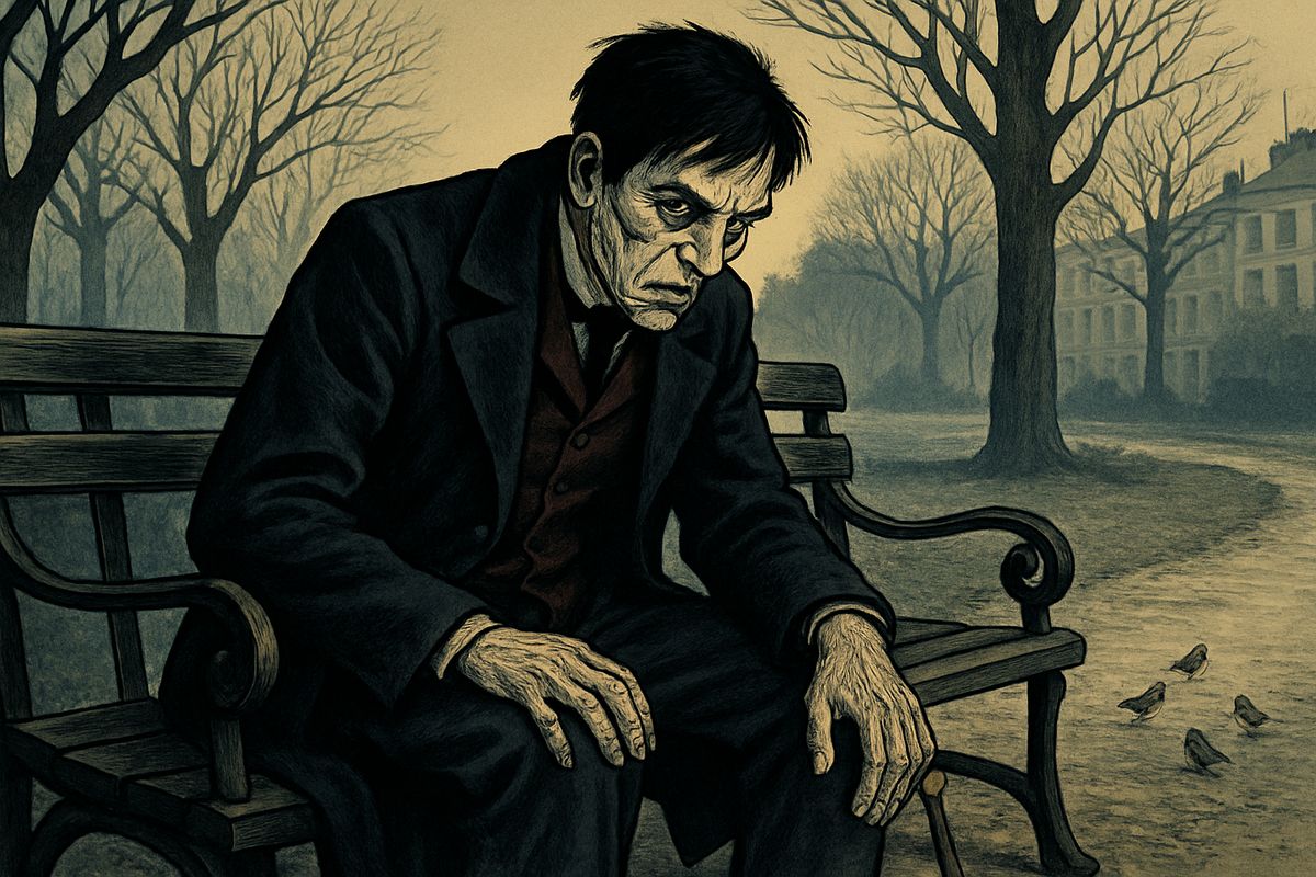 Jekyll ground the laboratory key under his heel and did good for months. Then one fine January day, sitting smugly on a bench in Regent's Park, he felt a deadly shudder -- his clothes hung on shrunken limbs. Now a hunted murderer, Hyde wrote in Jekyll's own hand, begging Lanyon to fetch the drugs.