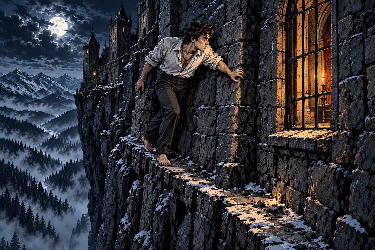 Next morning, bold with daylight, Jonathan edged barefoot along the narrow ledge to the Count's window. The room was empty and thick with dust. There was no key, only a great heap of ancient gold, Roman, Greek and Turkish.