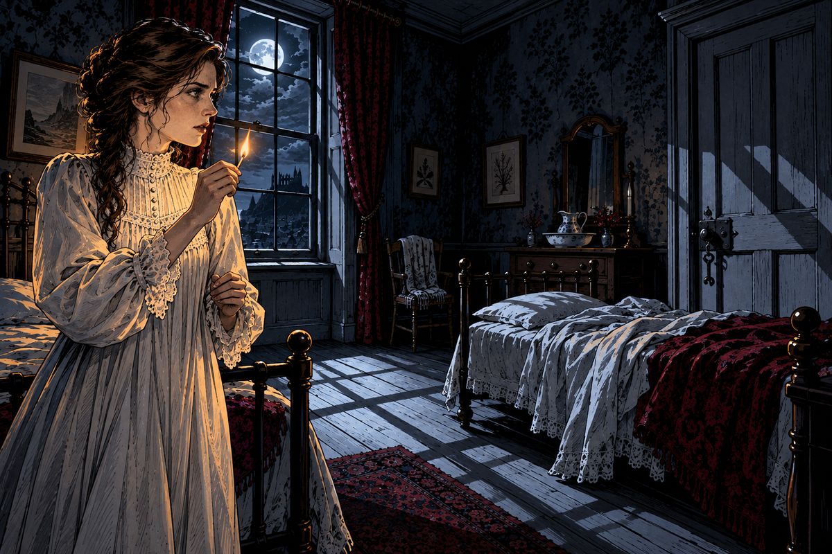 Since the storm Lucy had been walking in her sleep. In the small hours Mina woke with a horrible sense of fear and found Lucy's bed empty. Lucy's dress still hung in its place. She had gone out into the night in nothing but her nightdress.