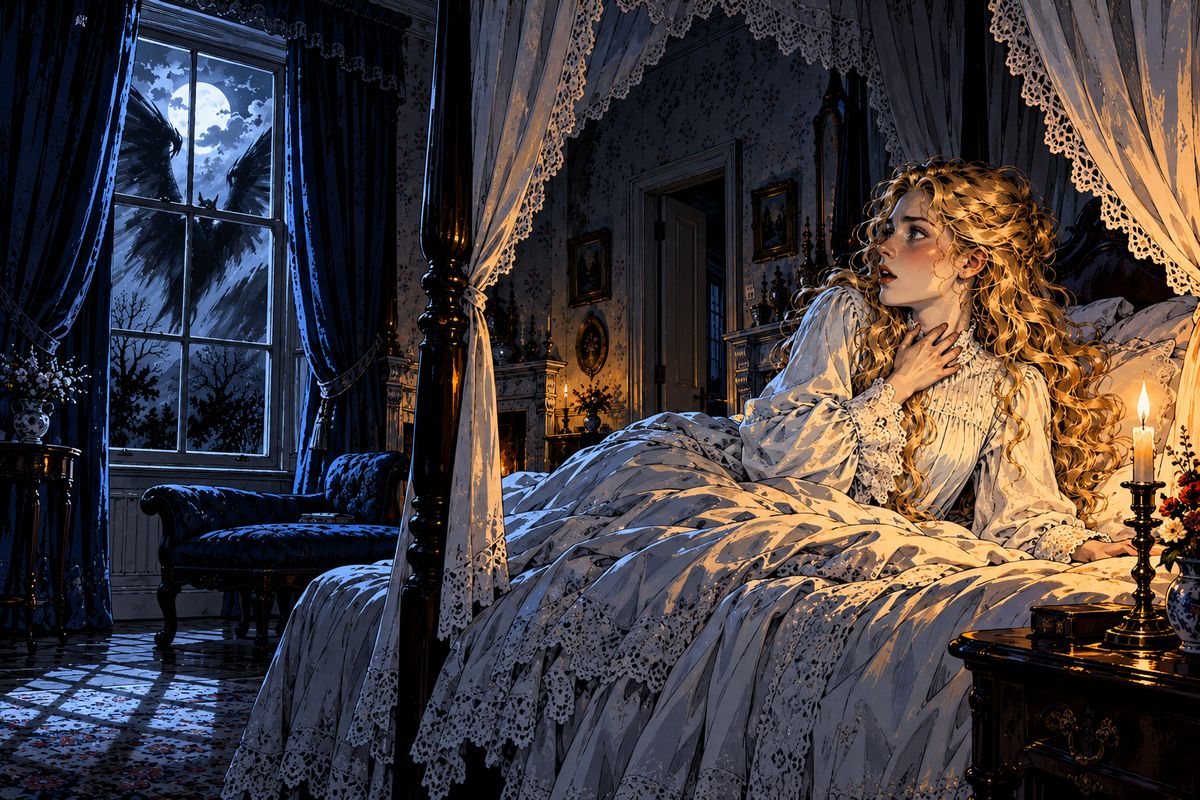 At Hillingham, Lucy grew weaker every day. She woke pale and breathless, her throat sore, remembering only bad dreams and a scratching, flapping at the window at midnight. Arthur, alarmed, begged his friend Seward to examine her, and Seward sent to Amsterdam for his old master, Professor Van Helsing.