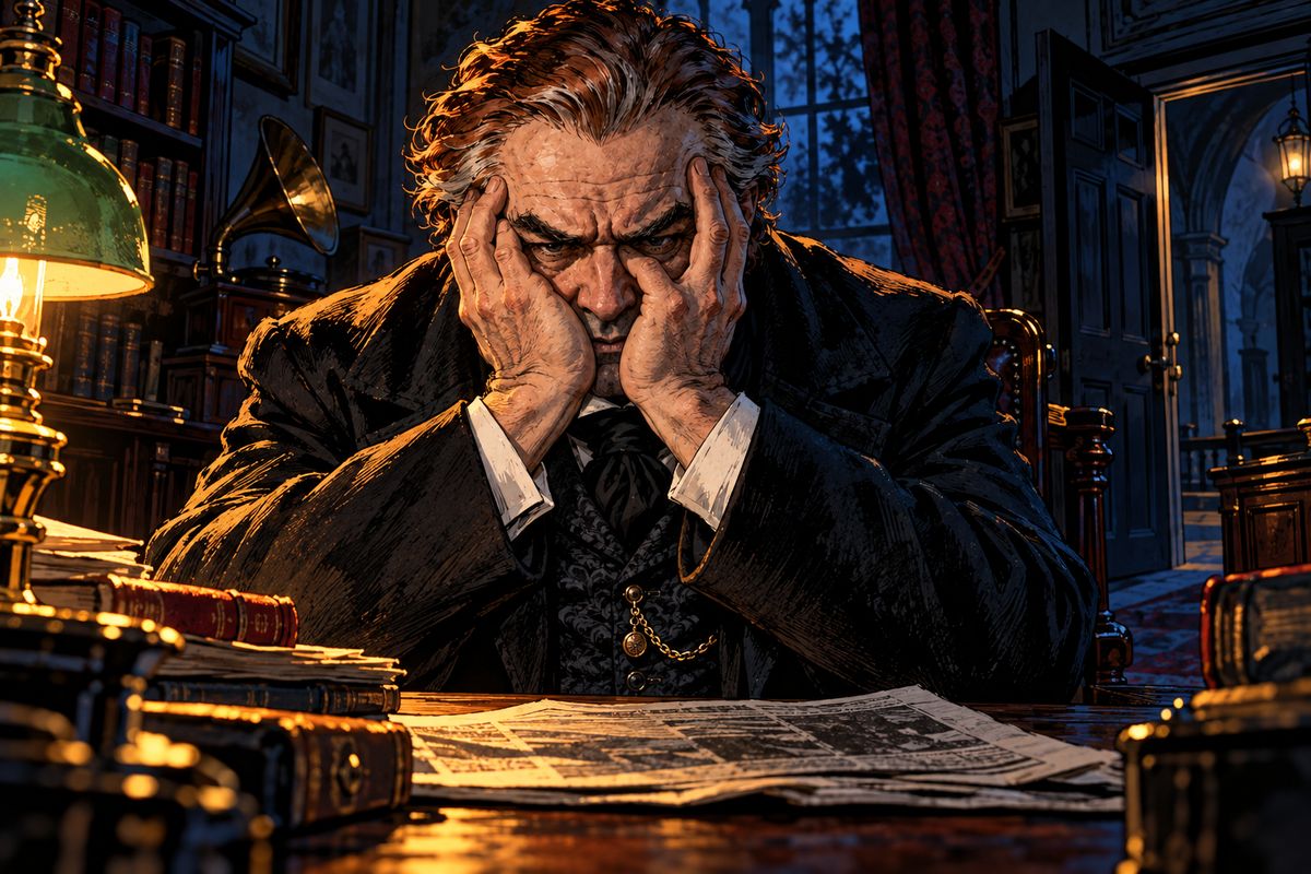 On the train, Van Helsing went white over the Gazette's story of the children's throat wounds. Seward said whatever hurt Lucy must have hurt them too. The Professor covered his face: "It is worse, far, far worse. They were made by Miss Lucy!"