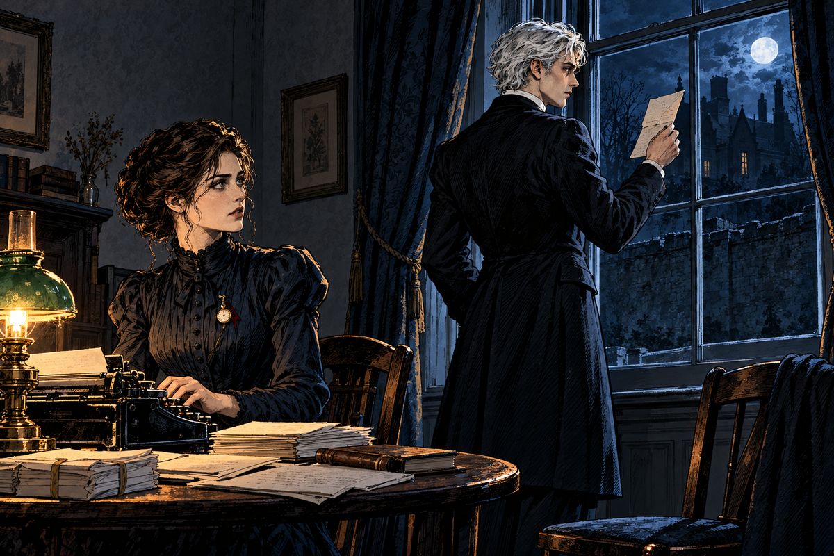 Mina typed every cylinder in triplicate, and the Harkers sorted the evidence by date. Jonathan had traced the Count's fifty boxes of earth from Whitby to Carfax. Side by side, the papers showed what no one had seen: Dracula's house stood next door to the asylum.