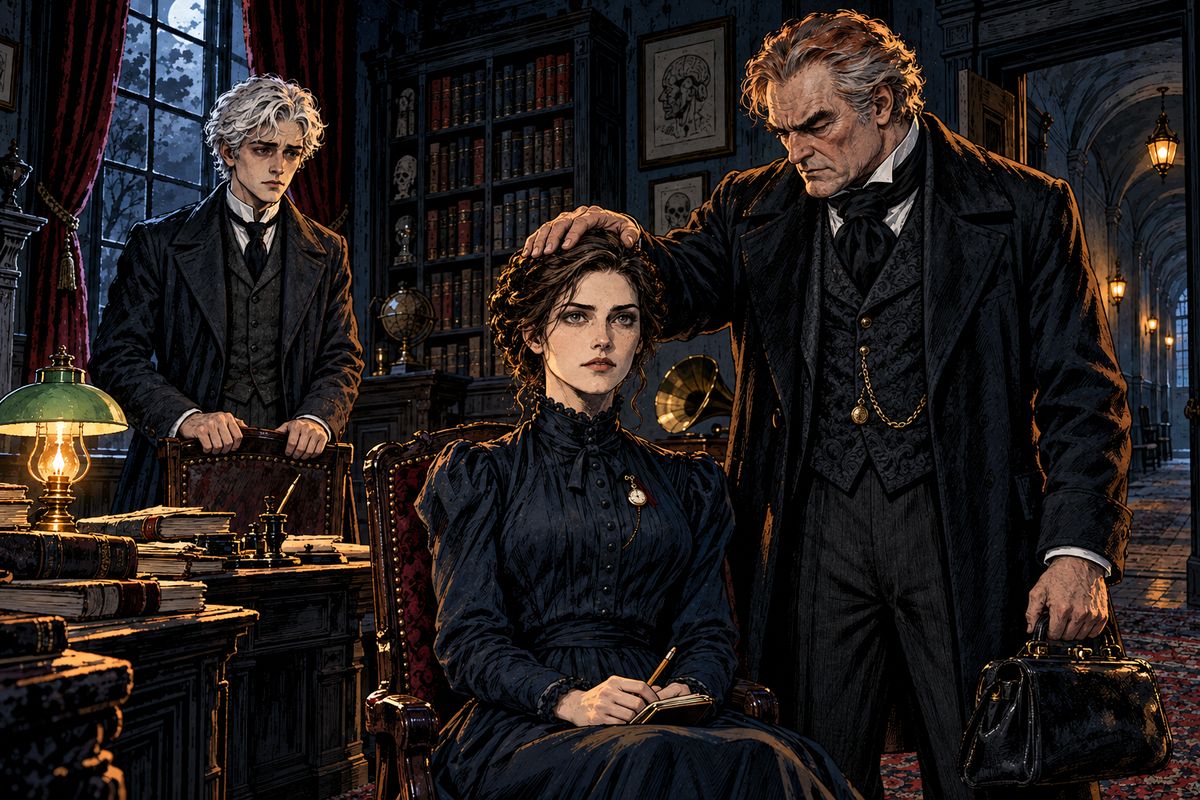 That grey morning the friends met in grief. Mina vowed to die rather than harm those she loved. Van Helsing forbade it: 'If he is still Un-Dead, your death would make you even as he is.' So she promised to live.