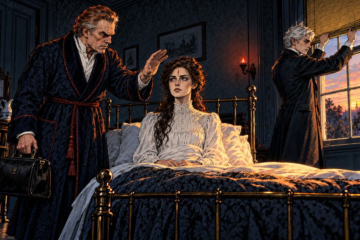That night Mina begged them to pity the Count, for she too might need pity one day. Before dawn, in a trance, she heard water lapping and an anchor chain rattling. 'He meant escape,' said Van Helsing. The Count had fled by sea.