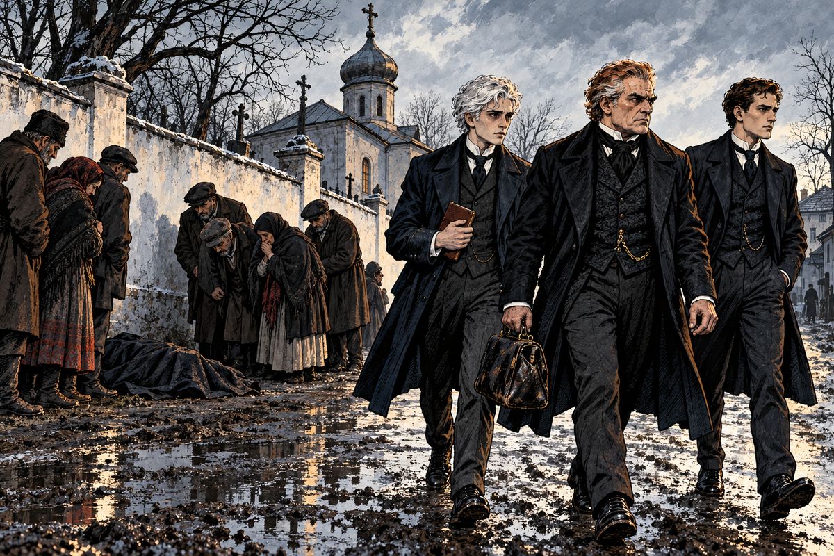 At Galatz they learned the box had passed to one Petrof Skinsky, who dealt with the Slovak boatmen. Before they could question him, Skinsky was found dead by the churchyard wall, his throat torn as if by a wild animal. The Count had silenced him.