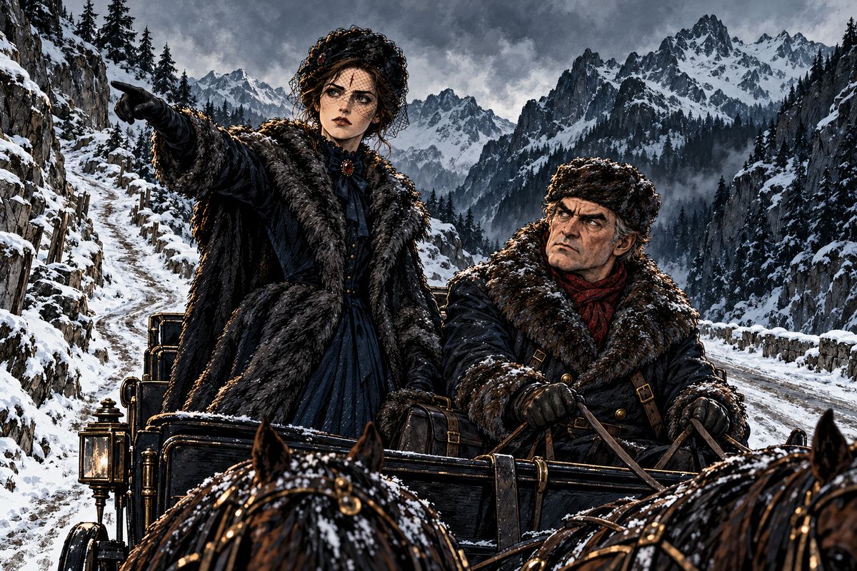 Van Helsing and Mina raced across the Carpathians and reached the Borgo Pass at sunrise. There a strange new power woke in her. She pointed to a little-used by-road. 'This is the way,' she said, and then slept and could not be woken.