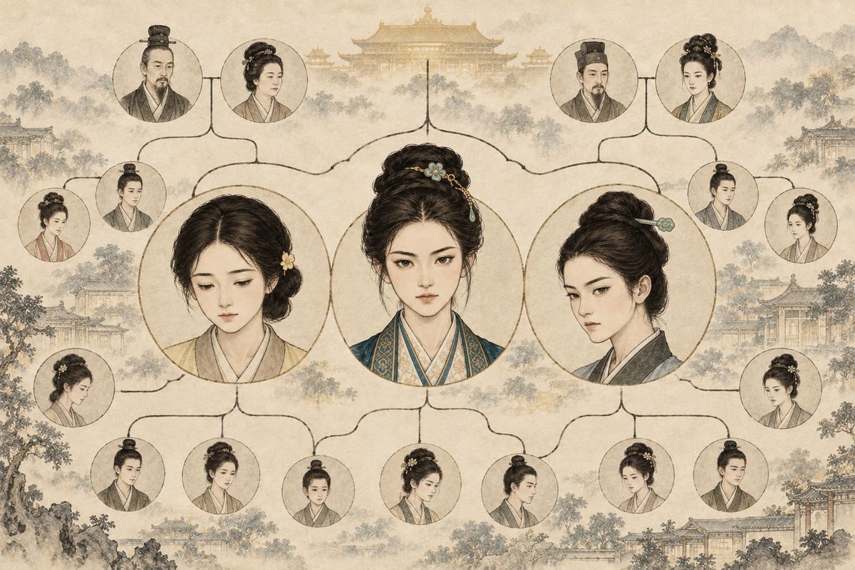 Zixing went through the family: Baoyu, born with jade in his mouth, who said girls were made of water and men of mud; the four Jia daughters, from Yuanchun in the palace to Yingchun, Tanchun and Xichun; and Jia Lian's clever wife. Yucun explained that such people were born from a mix of good and evil energies, too rare to be ordinary.