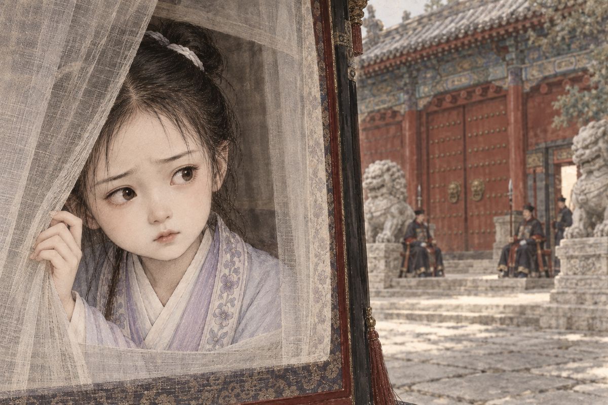 Just then a friend brought news that dismissed officials could be reinstated. Lin Ruhai wrote Yucun a letter of introduction to his brother-in-law Jia Zheng, and sent him to the capital with Daiyu, whose grandmother had asked for her. Jia Zheng soon found Yucun a new post. Daiyu, arriving by sedan, peered out and vowed to watch every word and step, so no one would laugh at her.