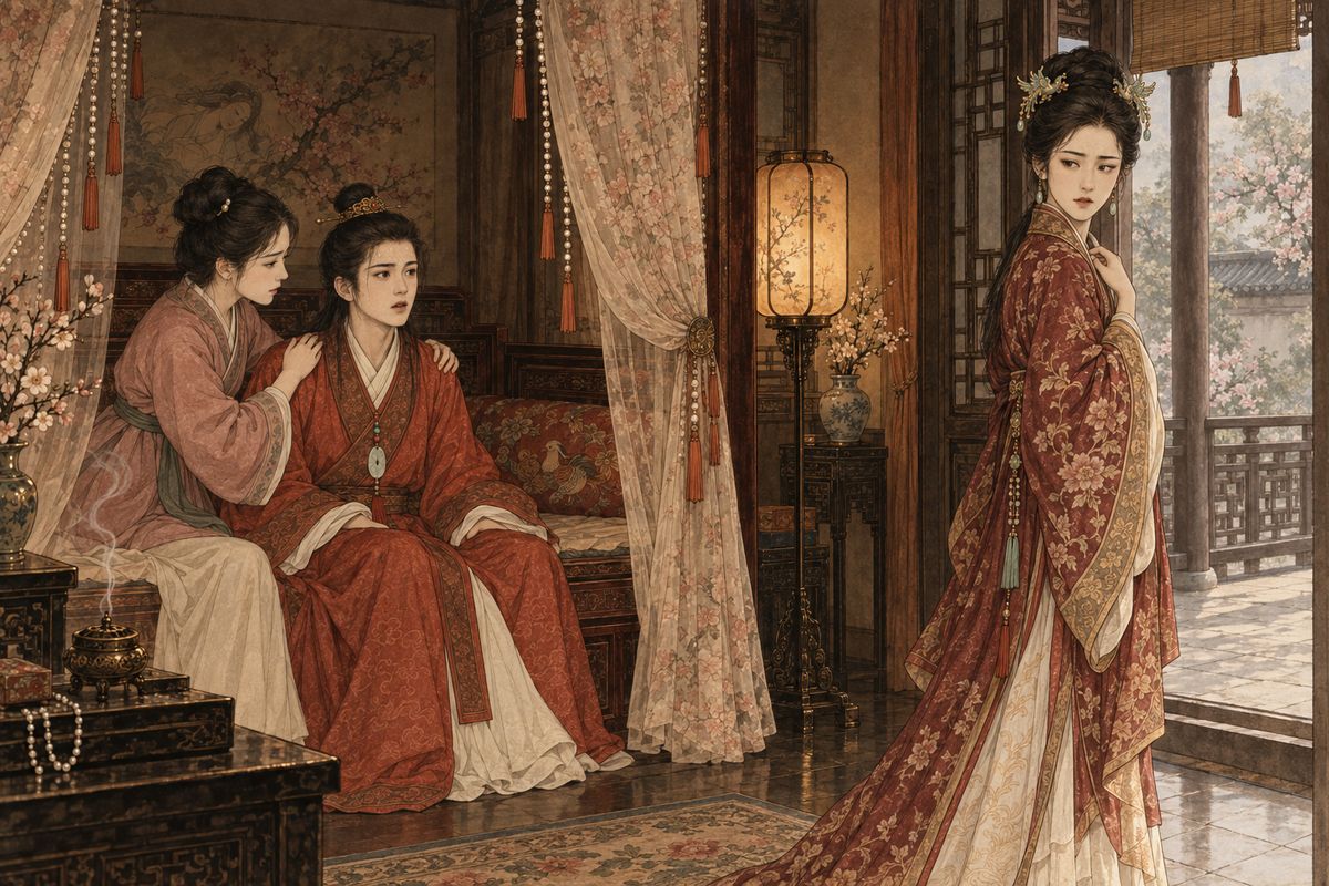 Drenched in sweat, Baoyu screamed, 'Keqing, save me!' Xiren and the other maids rushed to hold him. Out on the veranda, Qin Keqing was still telling the little maids to keep the cats and dogs from fighting when she stopped short. No one in this house knew her childhood name. How could he have called it out in a dream?