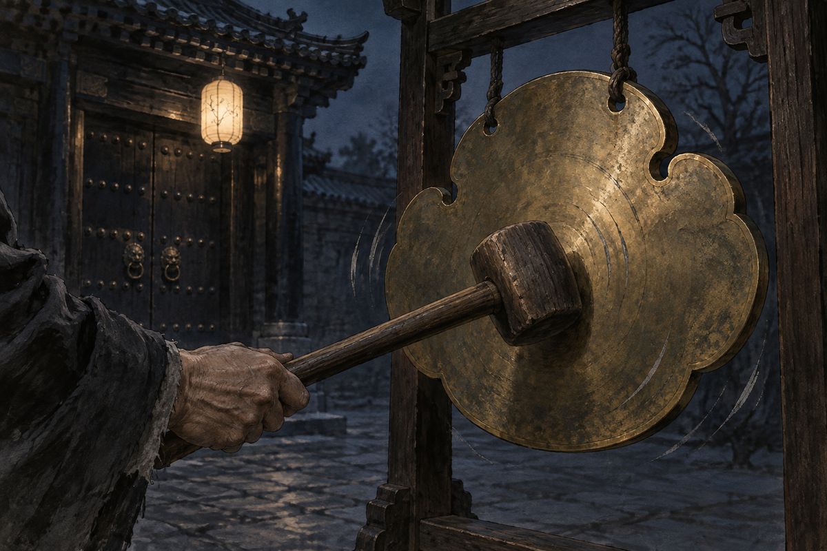 Before Xifeng could ask more, the cloud-shaped gong at the inner gate rang four times and woke her. A servant called out that the young mistress of the Ning mansion was dead. Xifeng broke into a cold sweat, dressed in haste and went to Lady Wang. The whole household mourned Keqing, and many quietly wondered at her death.